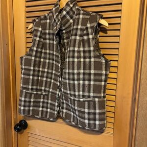 Christopher & Banks Quilted Brown Plaid Vest